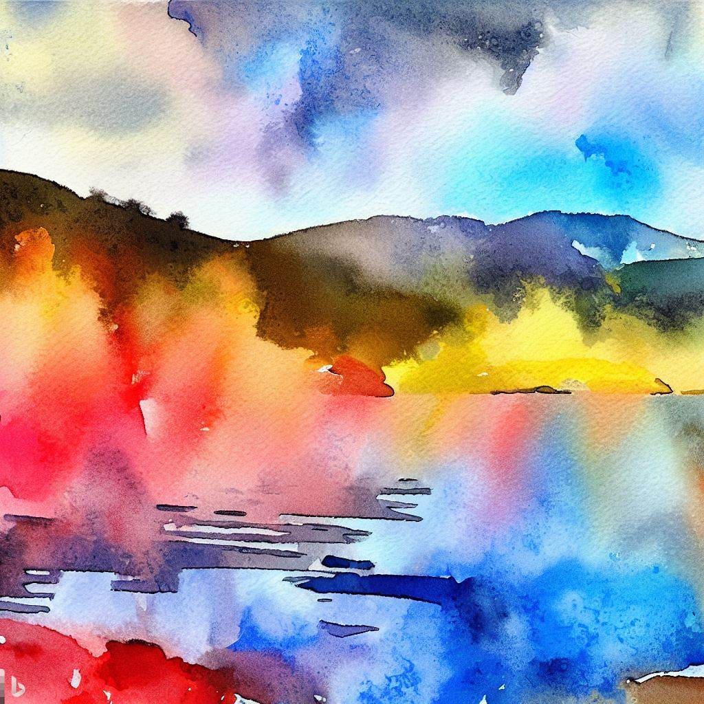 How to Mix Primary Secondary and Tertiary Colors in Watercolor - lake example
