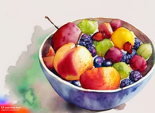 Fruit bowl as example of 10 Easy Still Life Subjects to Paint in Watercolor