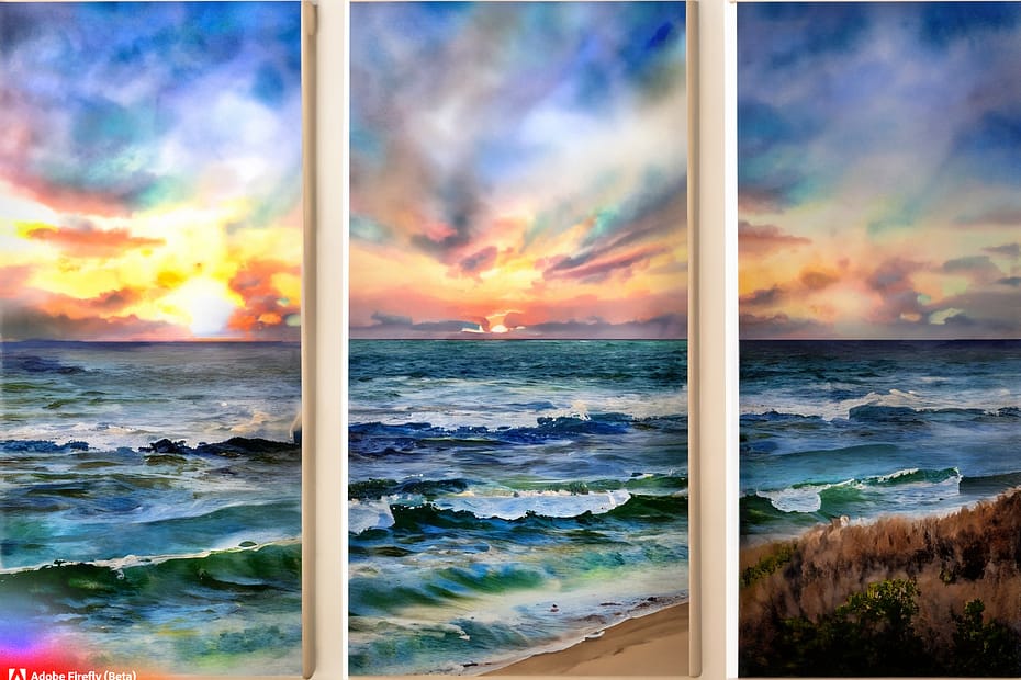 Firefly create a collage of Winslow Homers dynamic seascape watercolor paintings 12014