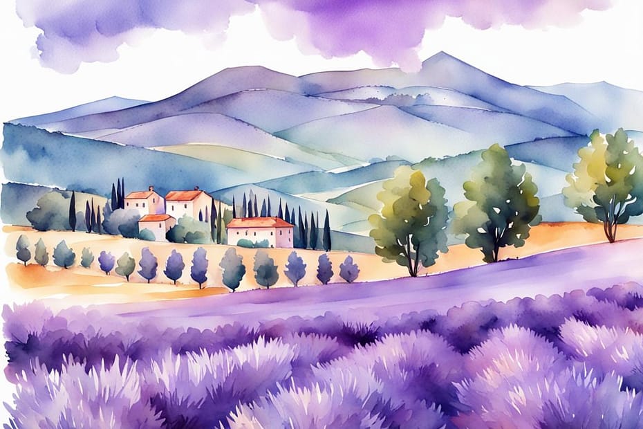 watercolor mountains provence